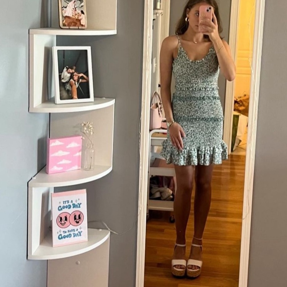 Tight Green Floral Mini Dress From Peacock’s and Pearl’s Boutique Lex!